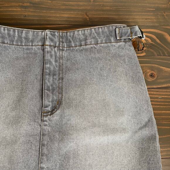 DKNY Urban Aviator Gray Denim Jean Mini Skirt 100% Cotton Back Pockets NWT 4 - Picture 6 of 12